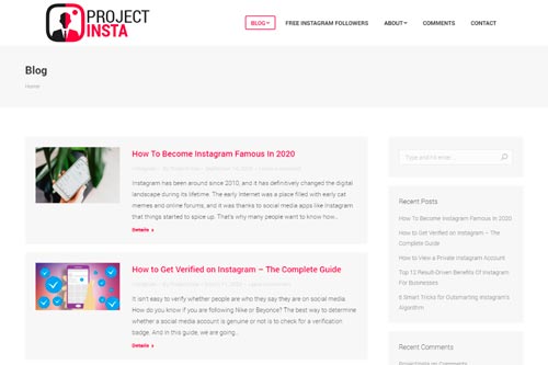 ProjectInsta es una de las pÃ¡ginas web para conseguir seguidores en Instagram gratis